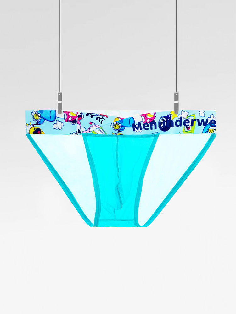 2 Pack Men's High-Cut Cartoon Waistband Breathable Semi-Transparent Bikini | dmunderwear detail image 17