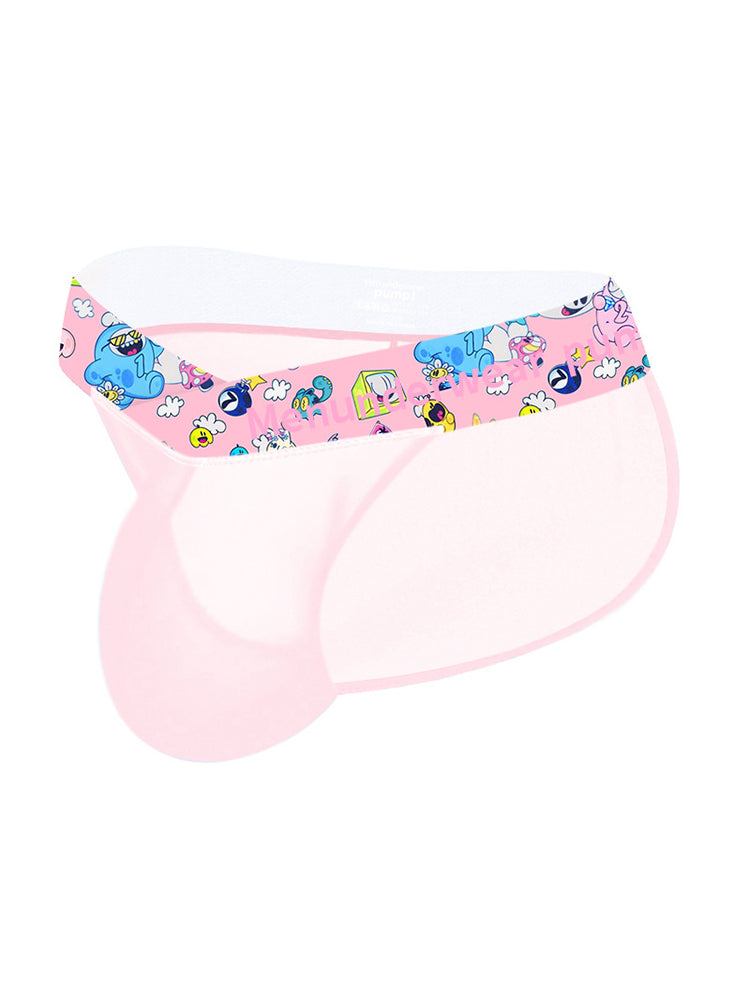 2 Pack Men's High-Cut Cartoon Waistband Breathable Semi-Transparent Bikini | dmunderwear detail image 19