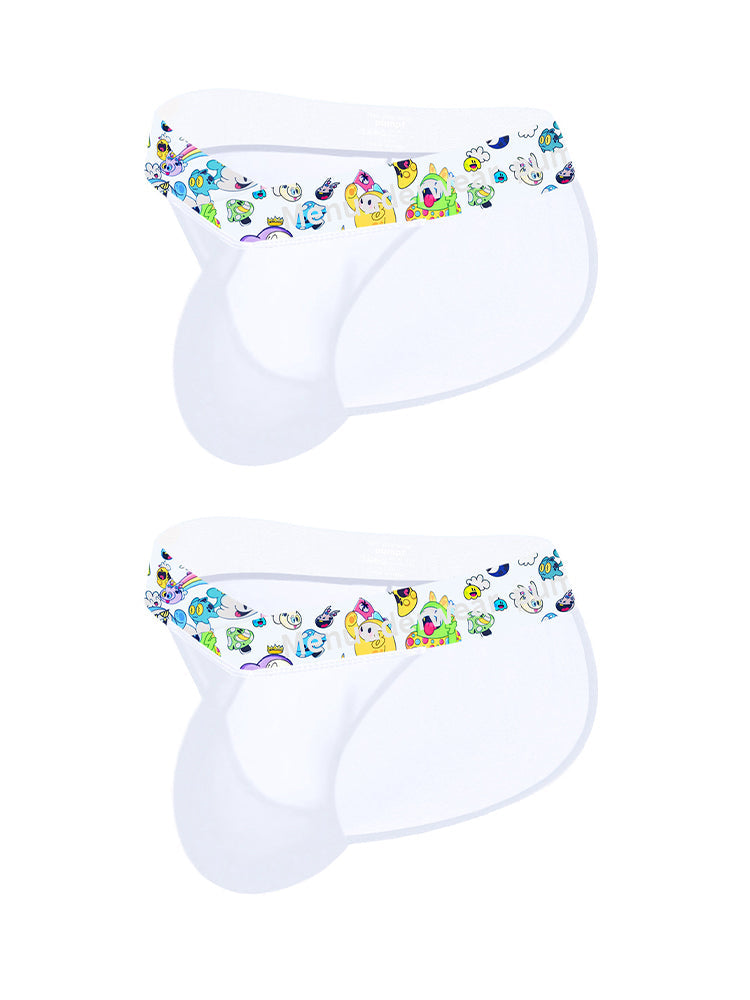 2 Pack Men's High-Cut Cartoon Waistband Breathable Semi-Transparent Bikini | dmunderwear detail image 20