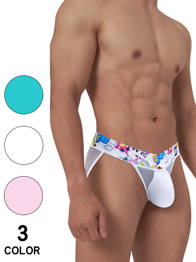 2 Pack Men's High-Cut Cartoon Waistband Breathable Semi-Transparent Bikini | dmunderwear detail image 3