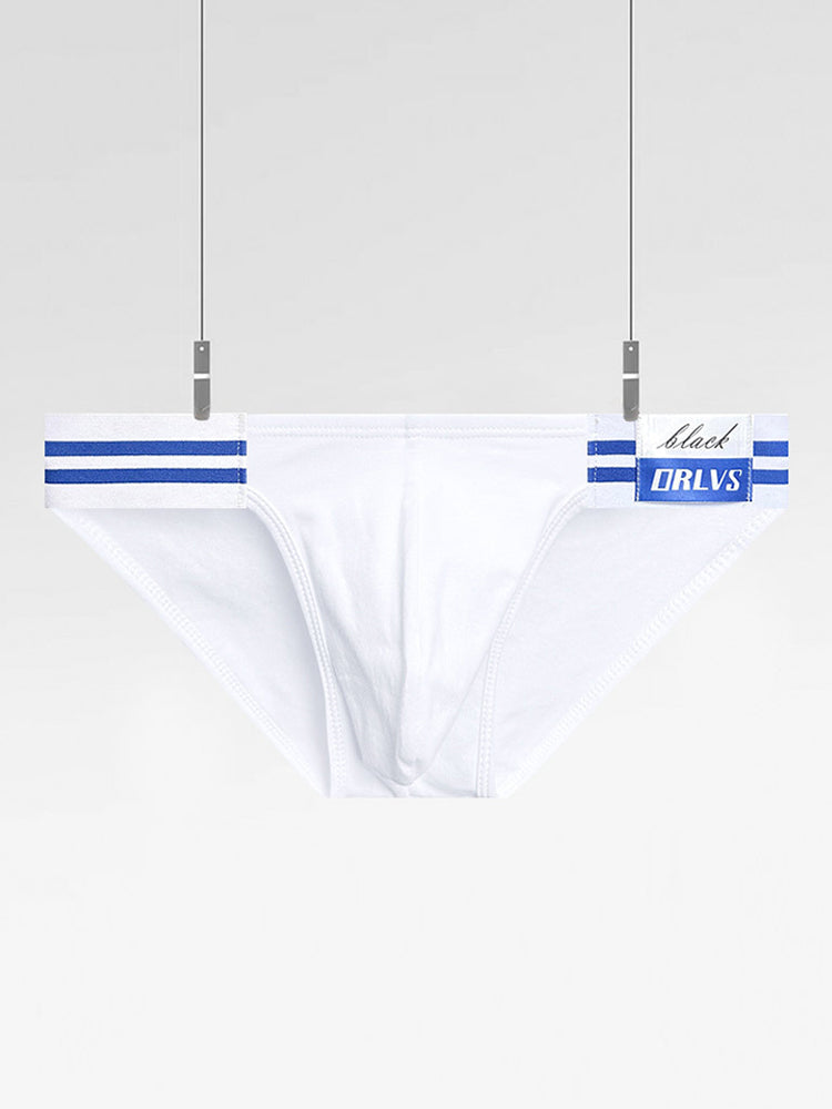 2-pack Men's High-cut Cotton Navy Striped Stretch Briefs | dmunderwear detail image 13