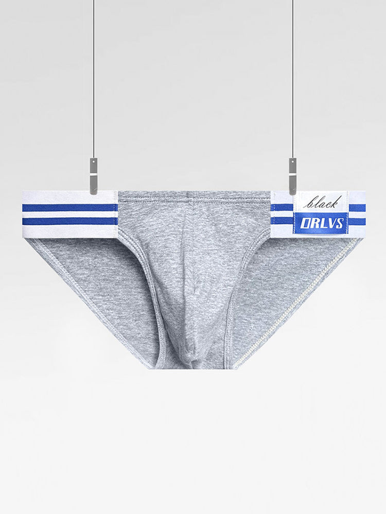 2-pack Men's High-cut Cotton Navy Striped Stretch Briefs | dmunderwear detail image 18