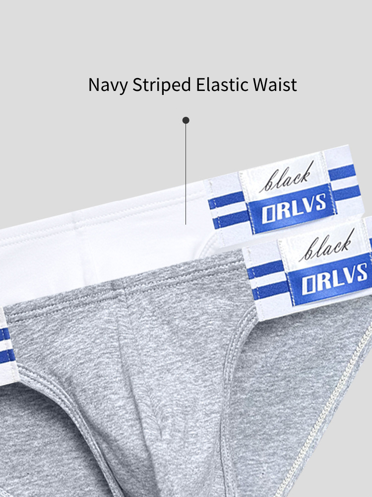 2-pack Men's High-cut Cotton Navy Striped Stretch Briefs | dmunderwear detail image 7