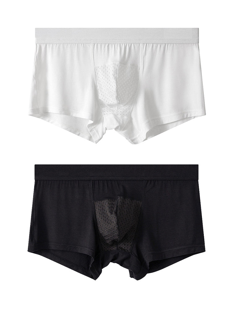 2 Pack Men's Ice Silk Antibacterial Mid-Rise Day-Long Comfort Soft Trunks | dmunderwear detail image 14
