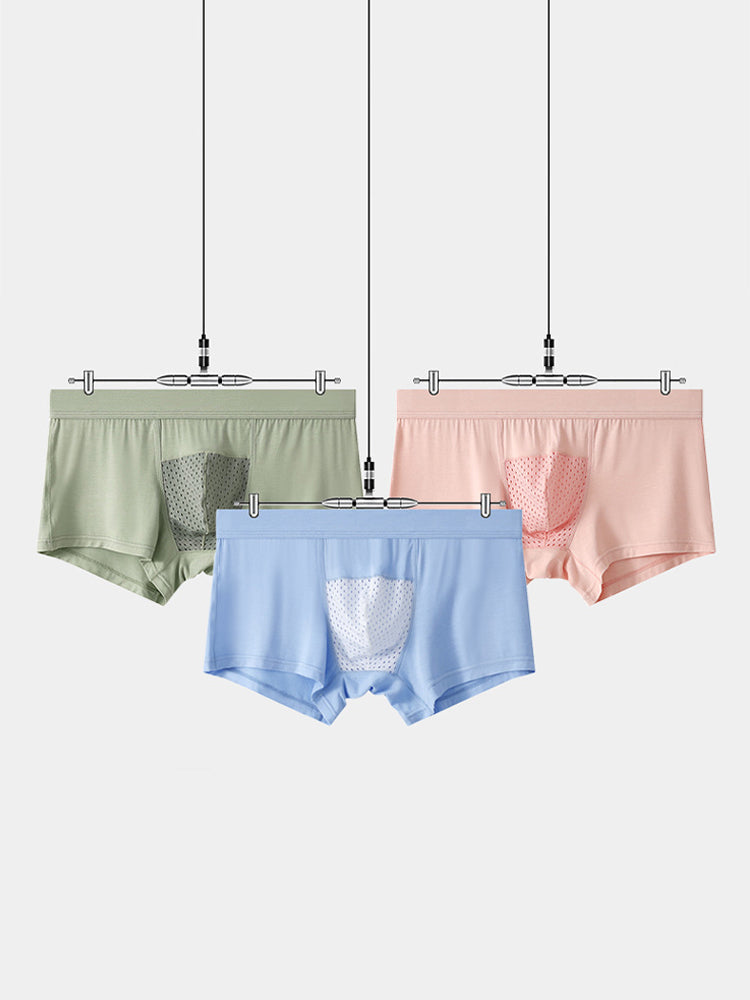 2 Pack Men's Ice Silk Antibacterial Mid-Rise Day-Long Comfort Soft Trunks | dmunderwear detail image 17