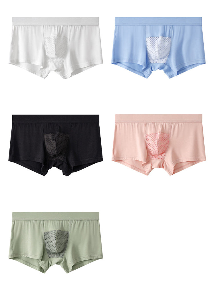 2 Pack Men's Ice Silk Antibacterial Mid-Rise Day-Long Comfort Soft Trunks | dmunderwear detail image 18