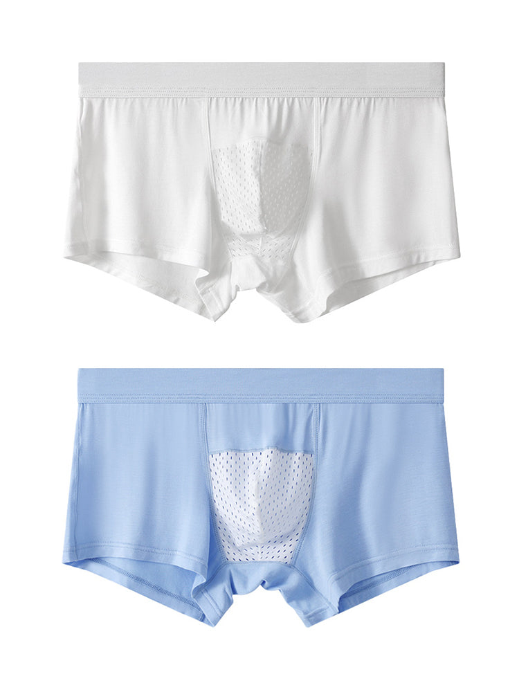 2 Pack Men's Ice Silk Antibacterial Mid-Rise Day-Long Comfort Soft Trunks | dmunderwear detail image 2