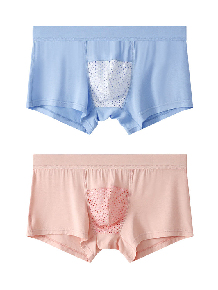 2 Pack Men's Ice Silk Antibacterial Mid-Rise Day-Long Comfort Soft Trunks | dmunderwear detail image 20