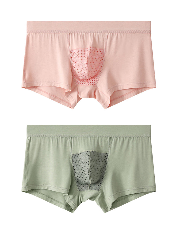 2 Pack Men's Ice Silk Antibacterial Mid-Rise Day-Long Comfort Soft Trunks | dmunderwear detail image 8