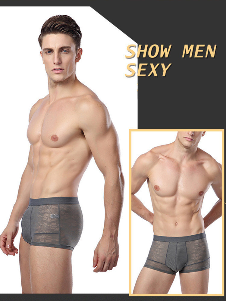 2-pack Men's Ice Silk Breathable Printed Hollow Boxer Briefs | dmunderwear