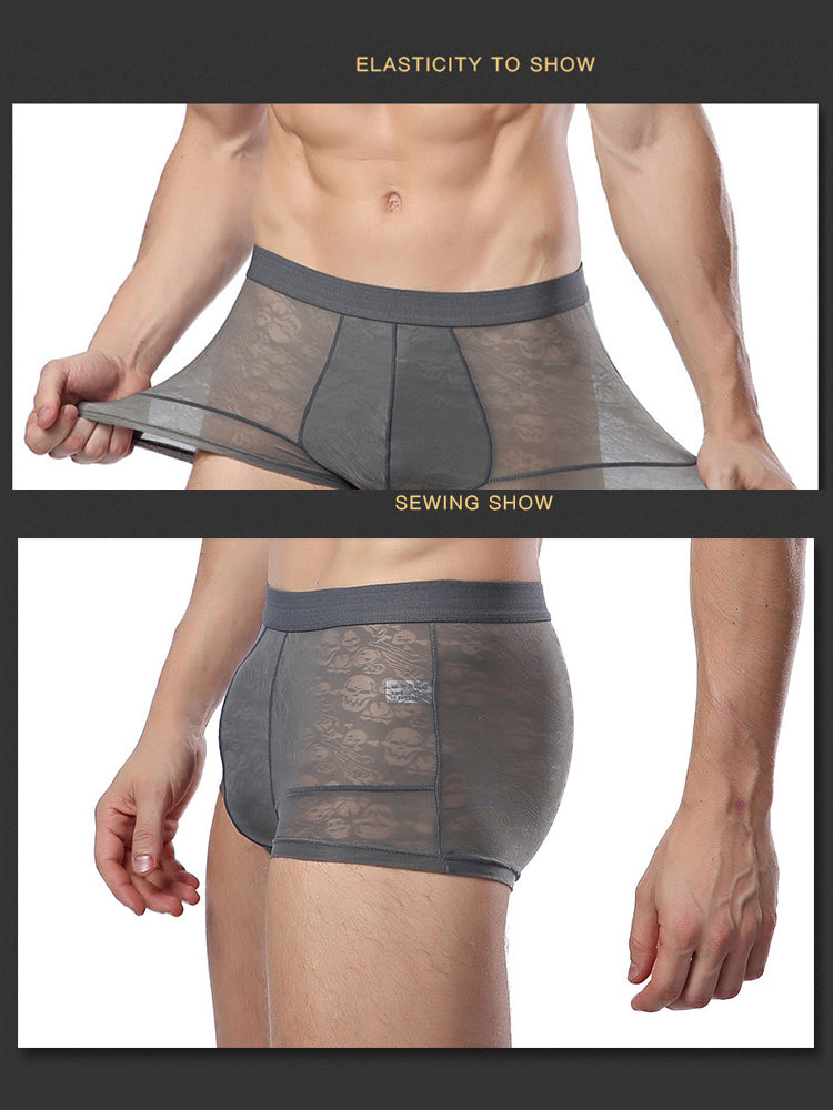 2-pack Men's Ice Silk Breathable Printed Hollow Boxer Briefs | dmunderwear detail image 10