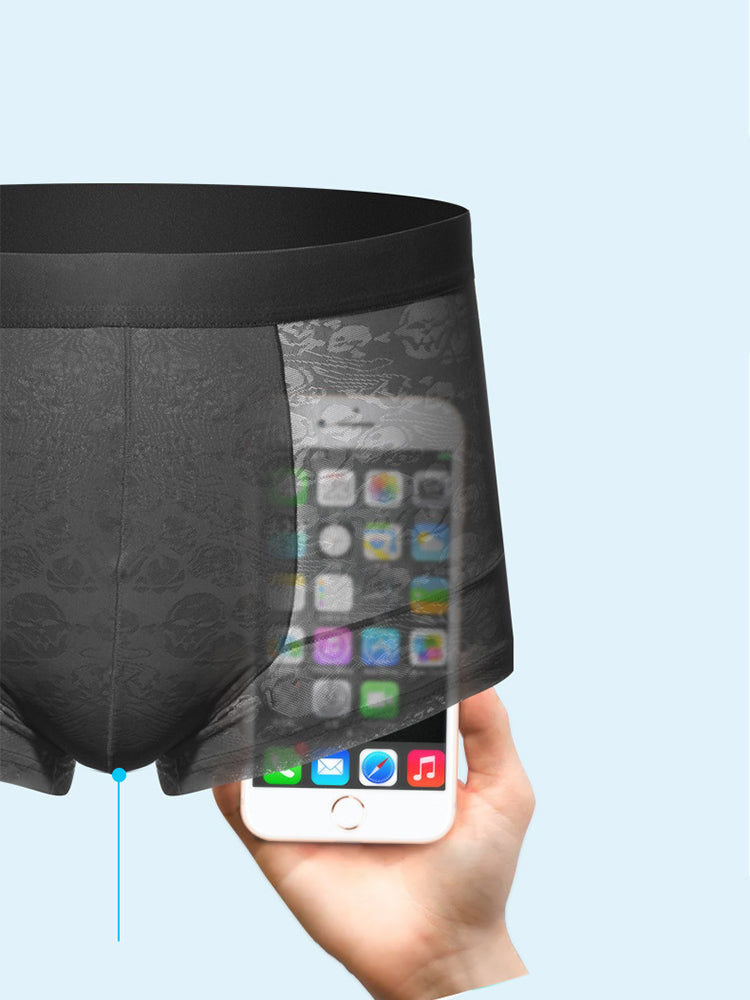 2-pack Men's Ice Silk Breathable Printed Hollow Boxer Briefs | dmunderwear detail image 11