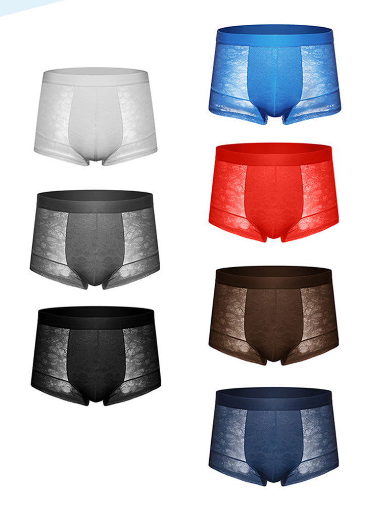 2-pack Men's Ice Silk Breathable Printed Hollow Boxer Briefs | dmunderwear detail image 15