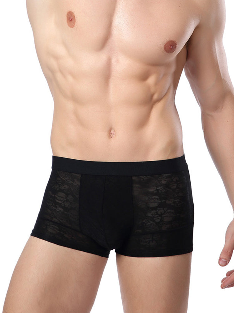 2-pack Men's Ice Silk Breathable Printed Hollow Boxer Briefs | dmunderwear detail image 16