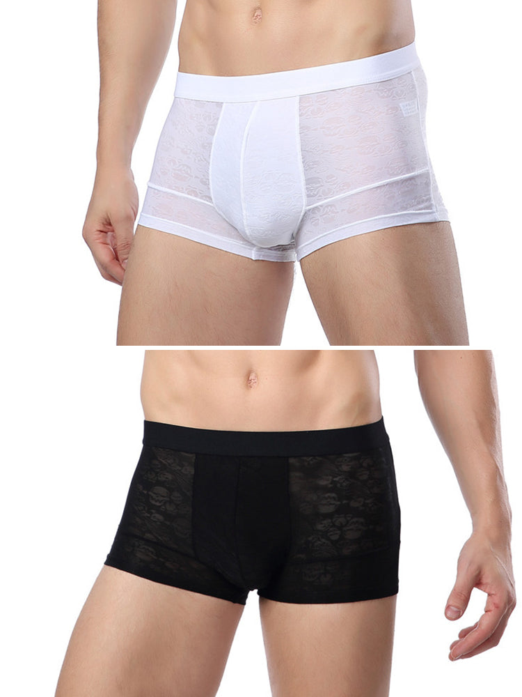 2-pack Men's Ice Silk Breathable Printed Hollow Boxer Briefs | dmunderwear detail image 17