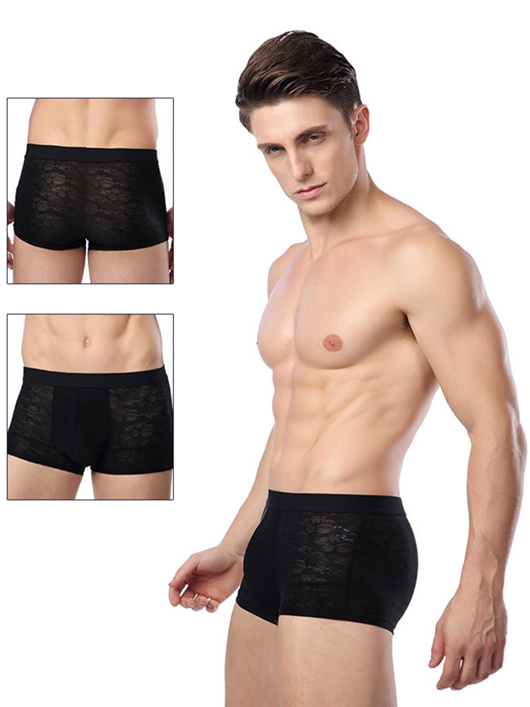 2-pack Men's Ice Silk Breathable Printed Hollow Boxer Briefs | dmunderwear detail image 3
