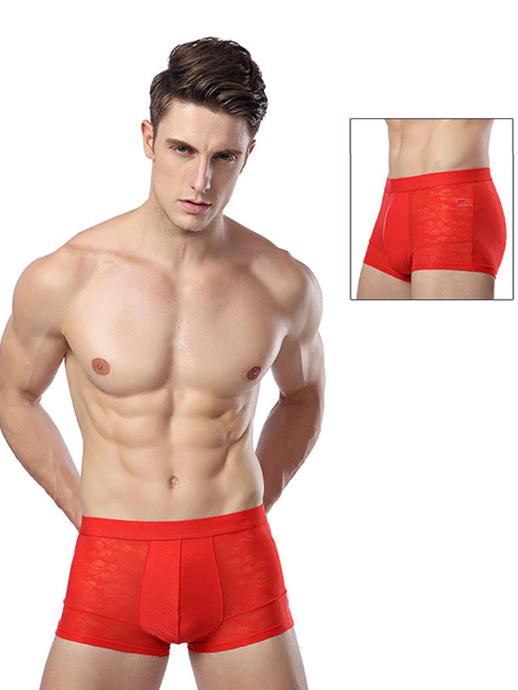 2-pack Men's Ice Silk Breathable Printed Hollow Boxer Briefs | dmunderwear detail image 4