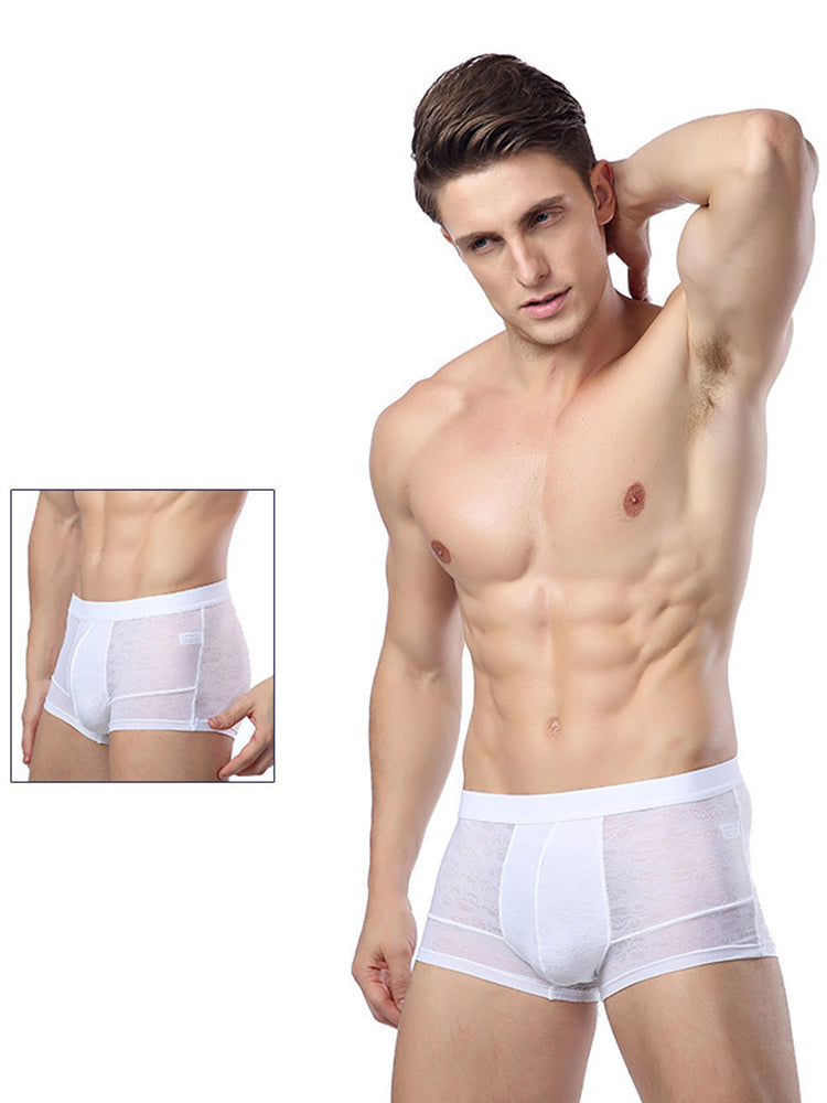 2-pack Men's Ice Silk Breathable Printed Hollow Boxer Briefs | dmunderwear detail image 5