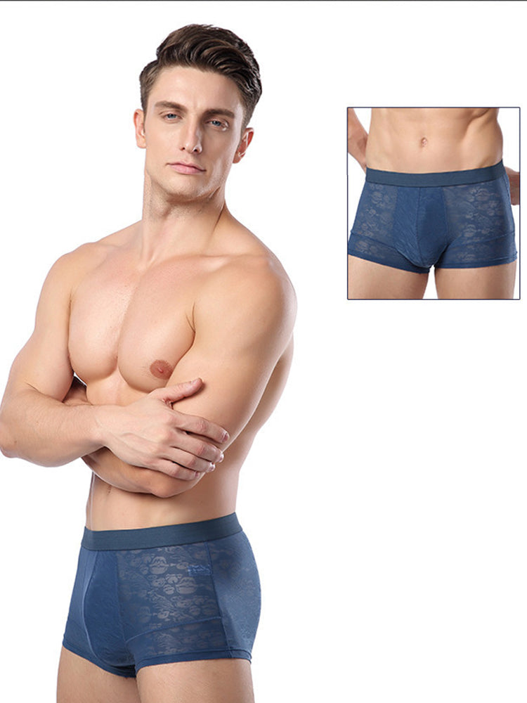 2-pack Men's Ice Silk Breathable Printed Hollow Boxer Briefs | dmunderwear detail image 6