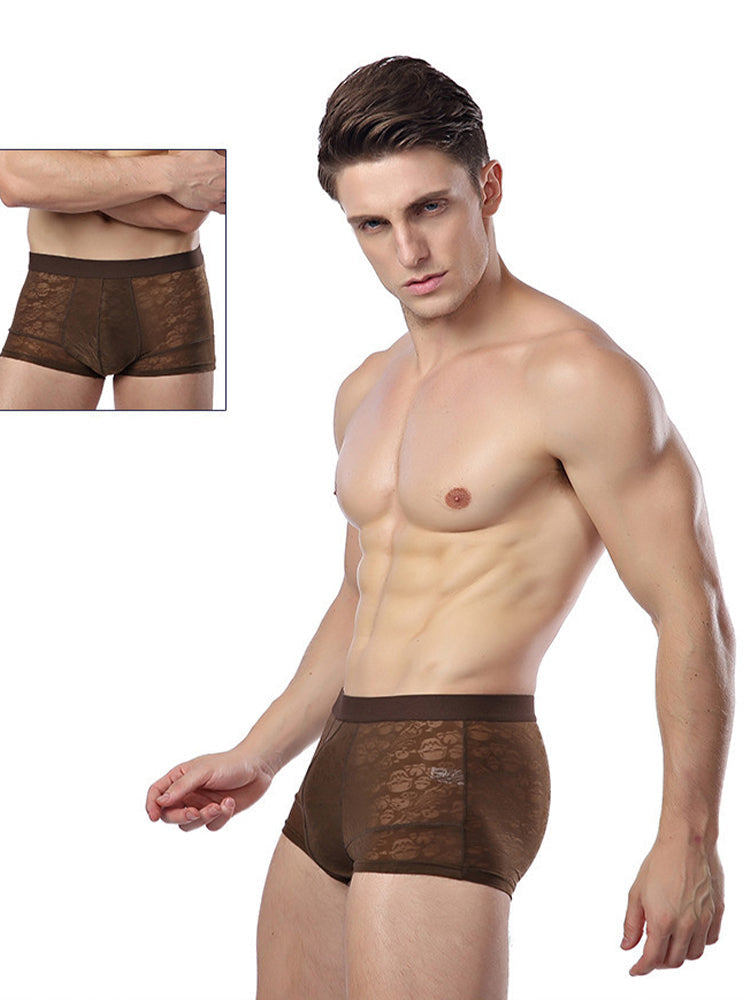 2-pack Men's Ice Silk Breathable Printed Hollow Boxer Briefs | dmunderwear detail image 8