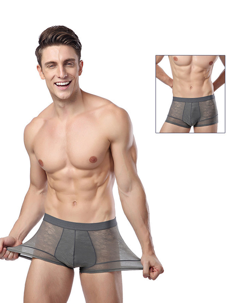 2-pack Men's Ice Silk Breathable Printed Hollow Boxer Briefs | dmunderwear detail image 9
