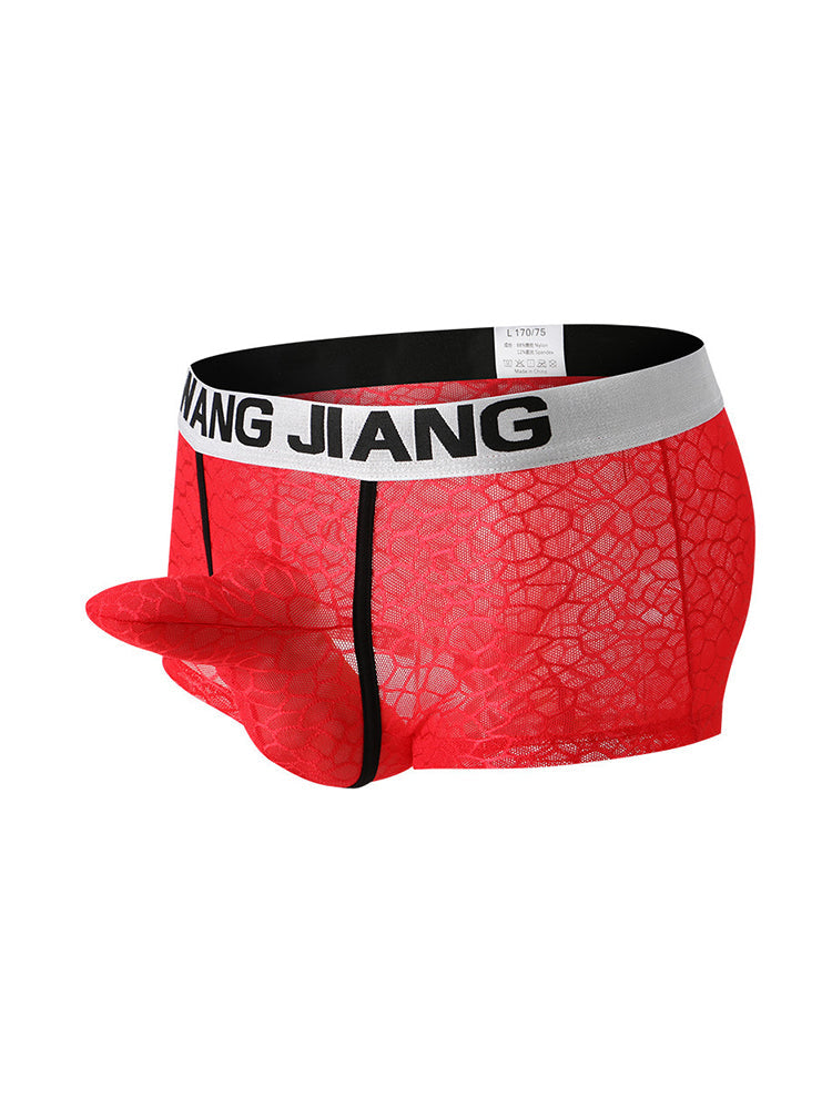 2 Pack Men's Ice Silk Lace Solid Sexy Trunks | dmunderwear detail image 15