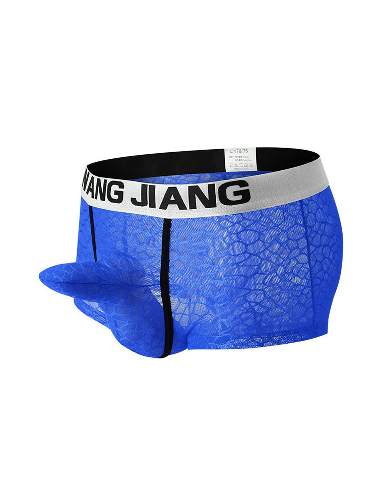 2 Pack Men's Ice Silk Lace Solid Sexy Trunks | dmunderwear detail image 16