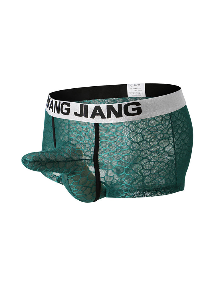 2 Pack Men's Ice Silk Lace Solid Sexy Trunks | dmunderwear detail image 18