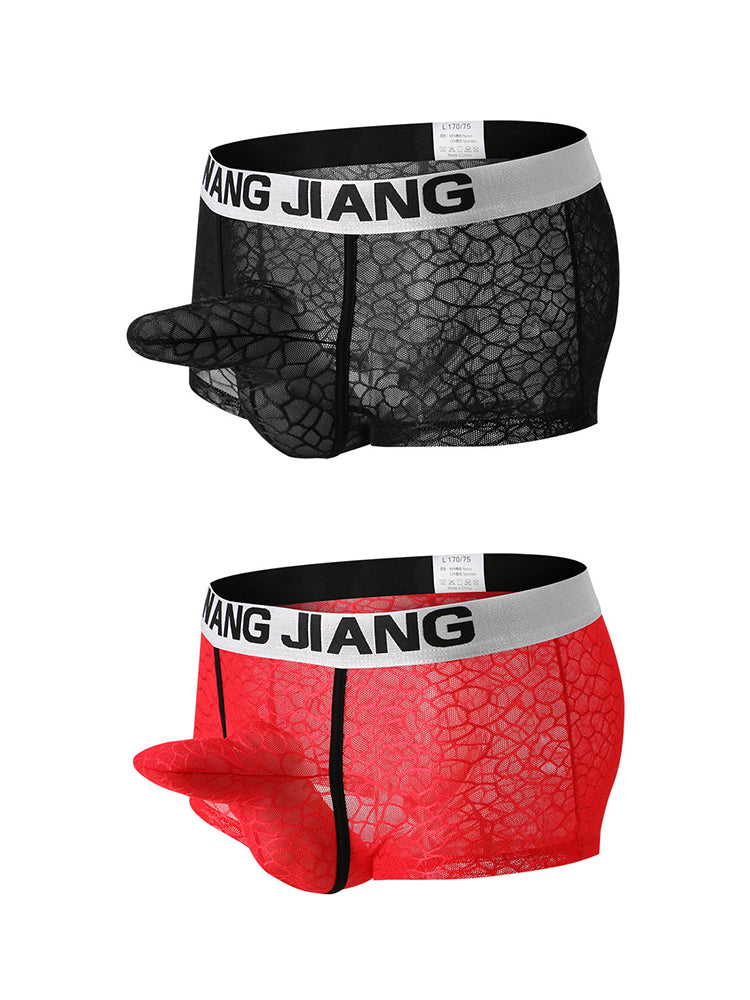 2 Pack Men's Ice Silk Lace Solid Sexy Trunks | dmunderwear detail image 19