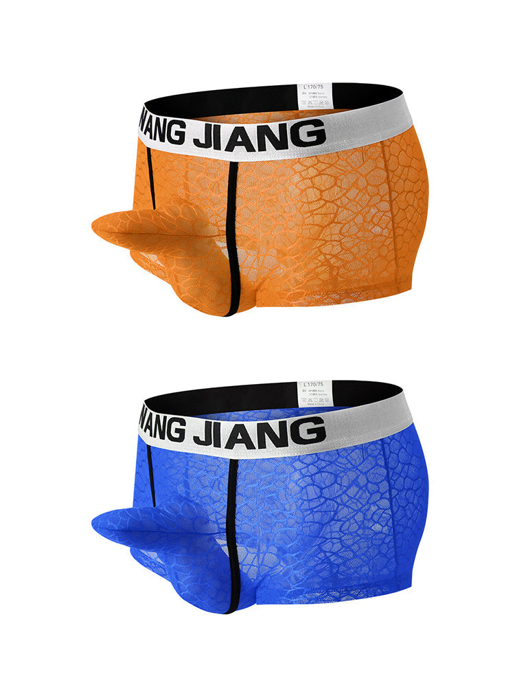 2 Pack Men's Ice Silk Lace Solid Sexy Trunks | dmunderwear detail image 20