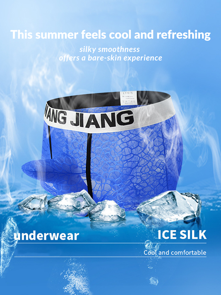 2 Pack Men's Ice Silk Lace Solid Sexy Trunks | dmunderwear detail image 9