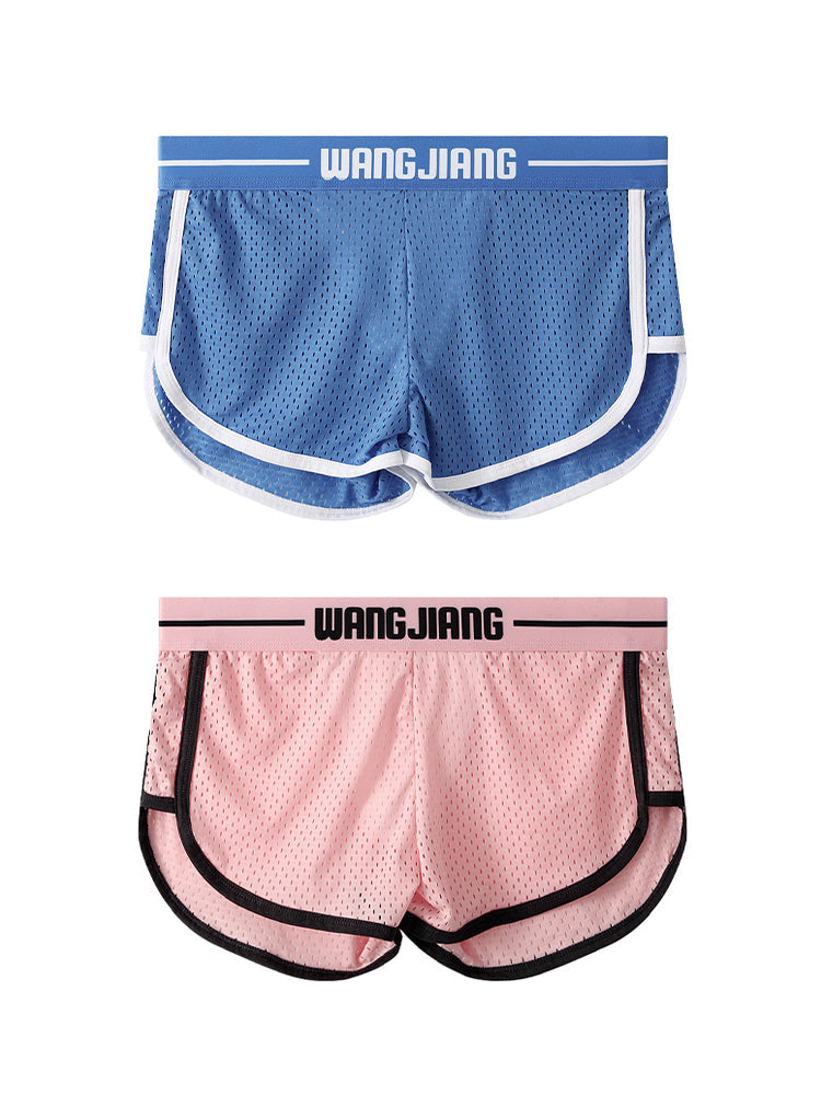 2 Pack Men's Ice Silk Loose-Fit Home Sleep Mesh Breathable Boxer Shorts | dmunderwear detail image 12