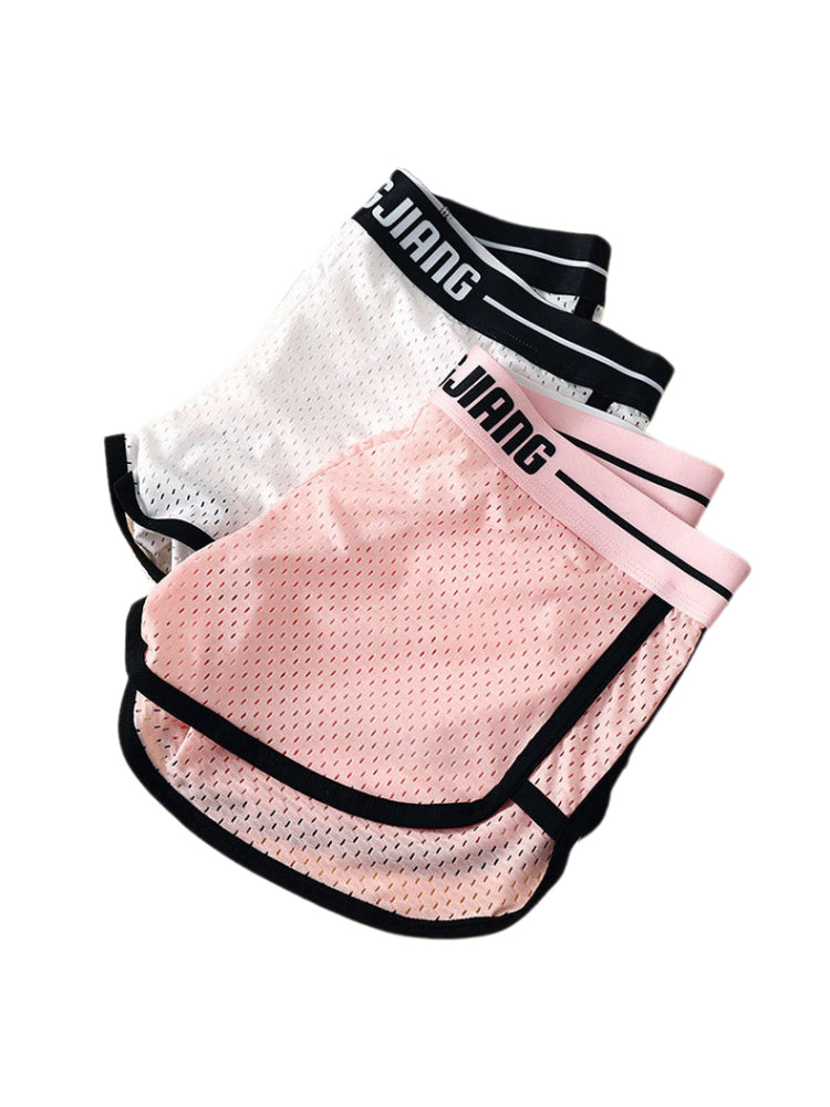 2 Pack Men's Ice Silk Loose-Fit Home Sleep Mesh Breathable Boxer Shorts | dmunderwear detail image 19
