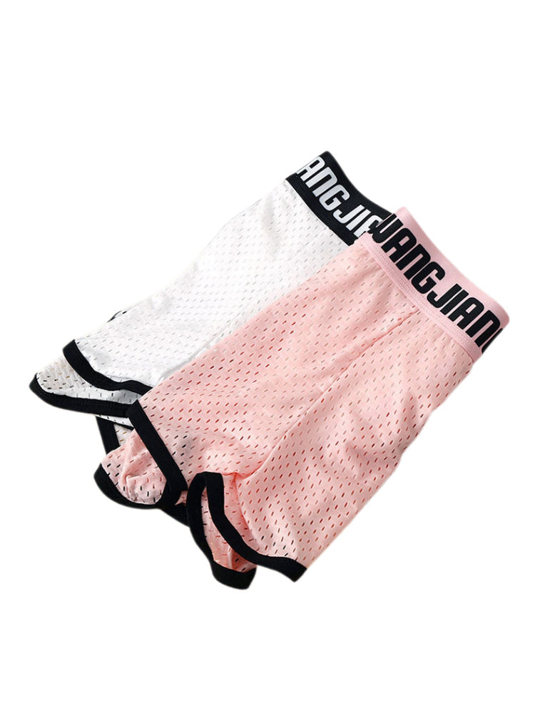 2 Pack Men's Ice Silk Loose-Fit Home Sleep Mesh Breathable Boxer Shorts | dmunderwear detail image 20