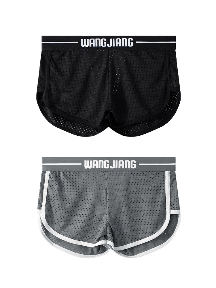 2 Pack Men's Ice Silk Loose-Fit Home Sleep Mesh Breathable Boxer Shorts | dmunderwear detail image 7