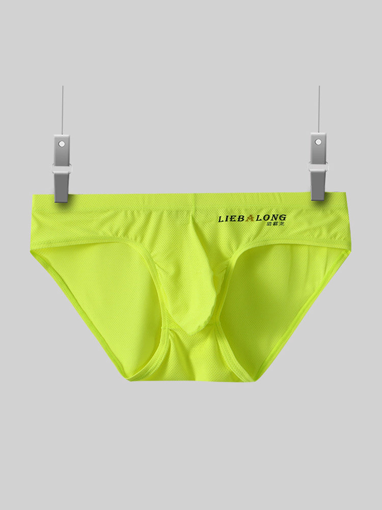 2 Pack Men's Ice Silk Mesh Support Pouch Low-Rise Form-Fitting Solid Color Bikini | dmunderwear detail image 11