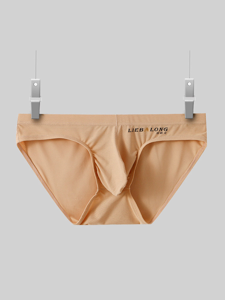 2 Pack Men's Ice Silk Mesh Support Pouch Low-Rise Form-Fitting Solid Color Bikini | dmunderwear detail image 13