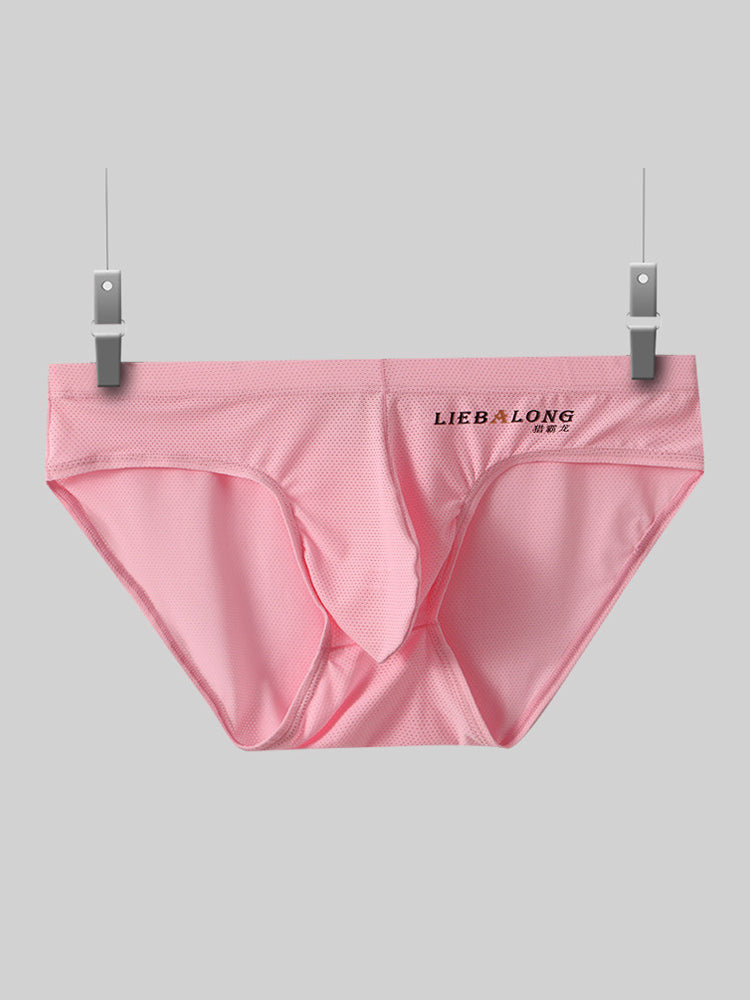 2 Pack Men's Ice Silk Mesh Support Pouch Low-Rise Form-Fitting Solid Color Bikini | dmunderwear detail image 15