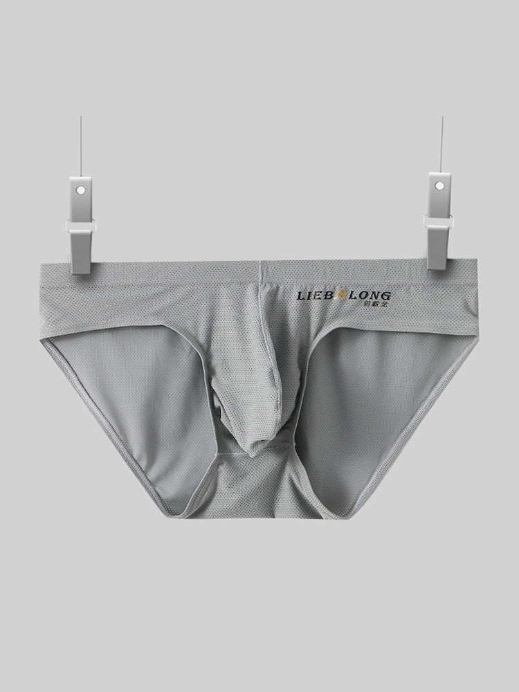 2 Pack Men's Ice Silk Mesh Support Pouch Low-Rise Form-Fitting Solid Color Bikini | dmunderwear detail image 16