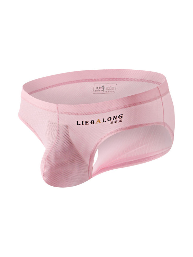 2 Pack Men's Ice Silk Mesh Support Pouch Low-Rise Form-Fitting Solid Color Bikini | dmunderwear detail image 17