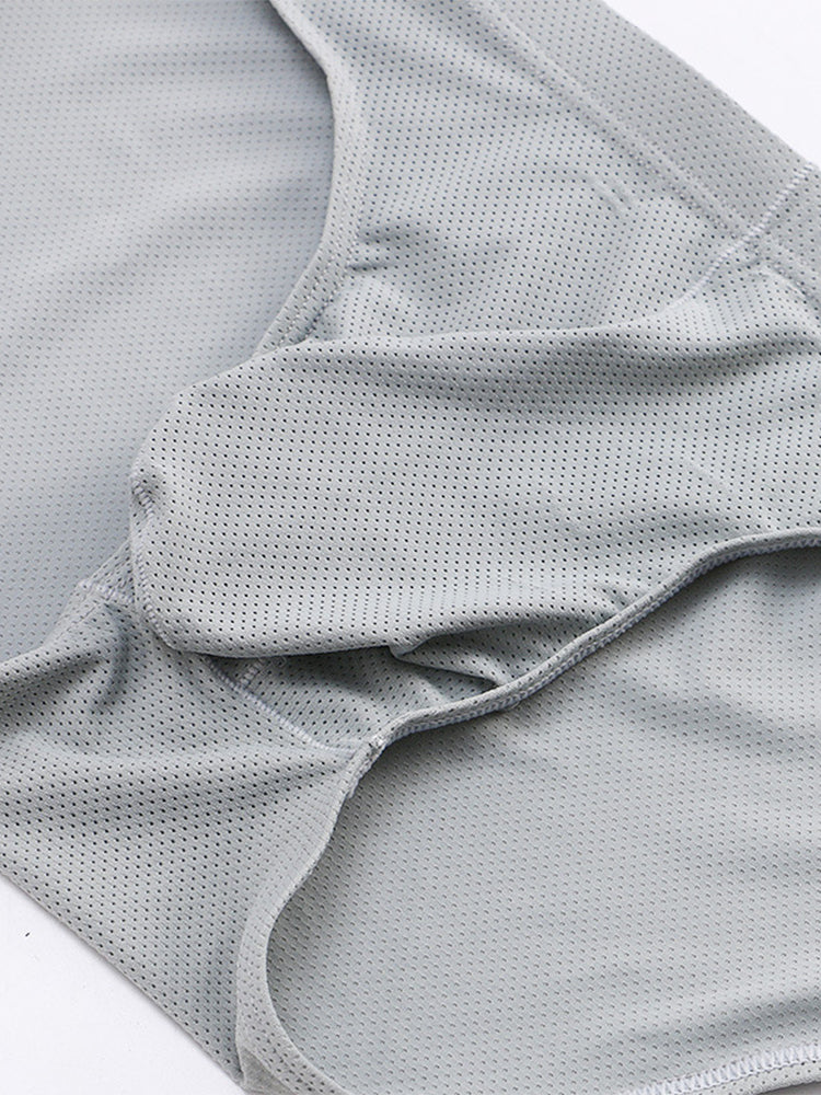 2 Pack Men's Ice Silk Mesh Support Pouch Low-Rise Form-Fitting Solid Color Bikini | dmunderwear detail image 7