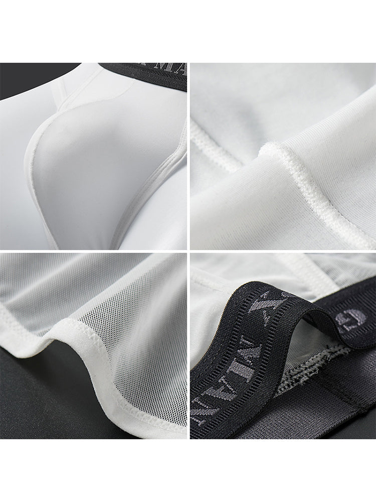 2 Pack Men's Ice Silk Semi-Transparent Mesh U-Convex Pouch Breathable Sexy Sport Briefs | dmunderwear detail image 10