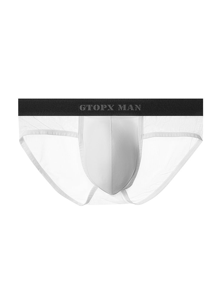 2 Pack Men's Ice Silk Semi-Transparent Mesh U-Convex Pouch Breathable Sexy Sport Briefs | dmunderwear detail image 15