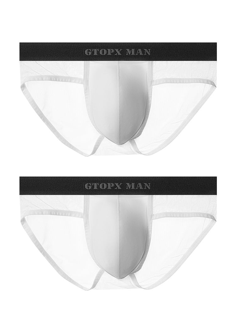 2 Pack Men's Ice Silk Semi-Transparent Mesh U-Convex Pouch Breathable Sexy Sport Briefs | dmunderwear detail image 8