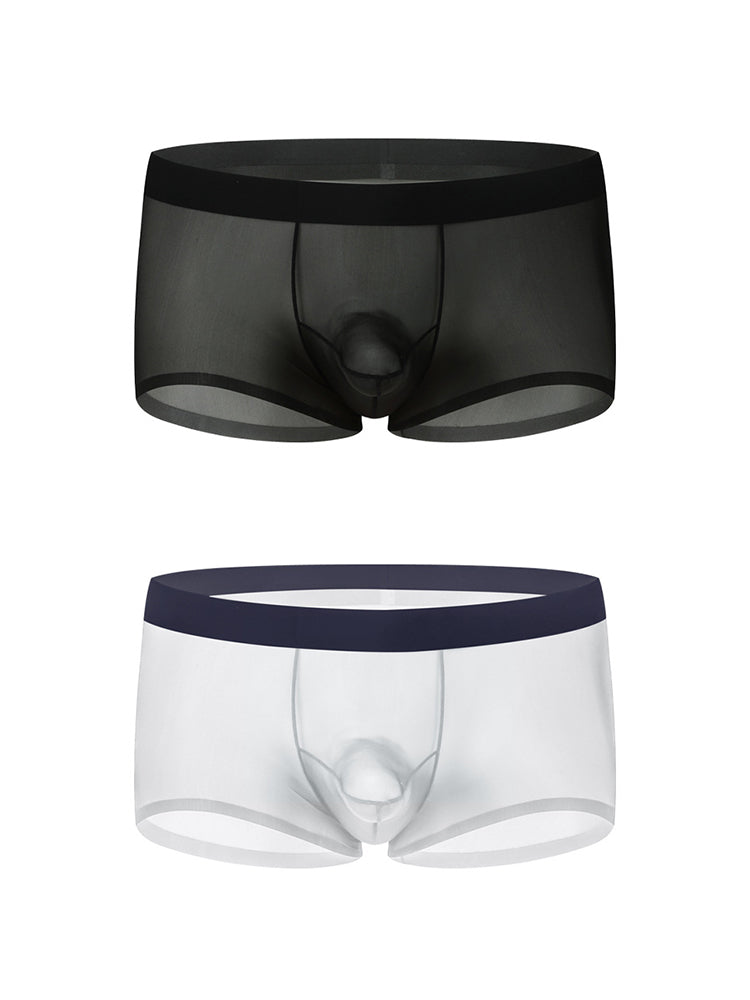 2 Pack Men's Ice Silk Separated Pouch Breathable Stretch Fit Trunks | dmunderwear detail image 2