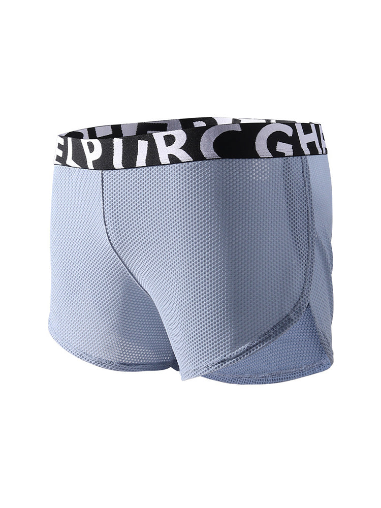 2 Pack Men's Ice Silk Side-Slit Athletic Loose Fit Elastic Lounge Sleep Boxer Shorts | dmunderwear