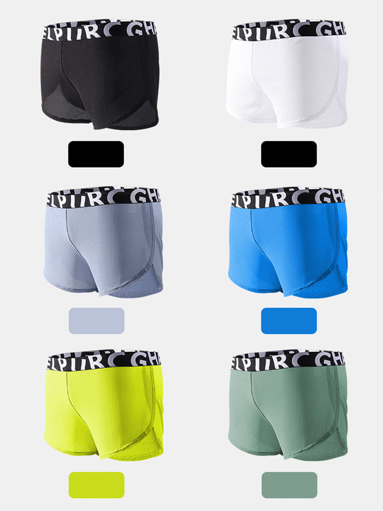 2 Pack Men's Ice Silk Side-Slit Athletic Loose Fit Elastic Lounge Sleep Boxer Shorts | dmunderwear detail image 15