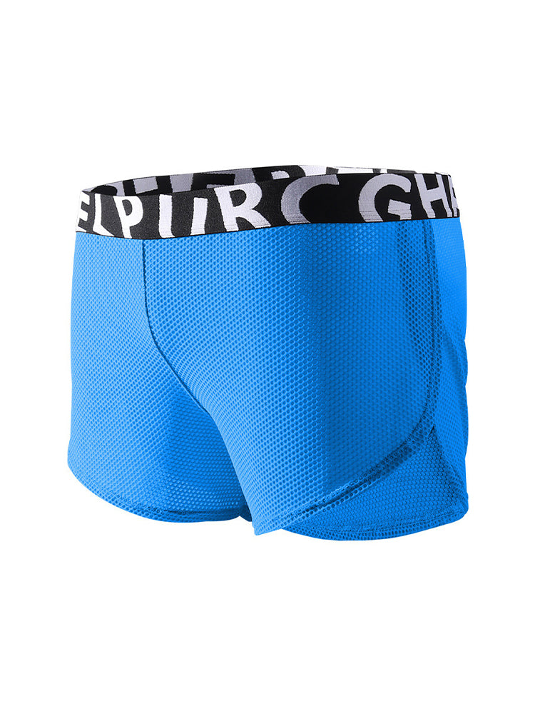 2 Pack Men's Ice Silk Side-Slit Athletic Loose Fit Elastic Lounge Sleep Boxer Shorts | dmunderwear detail image 16