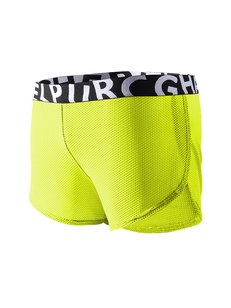 2 Pack Men's Ice Silk Side-Slit Athletic Loose Fit Elastic Lounge Sleep Boxer Shorts | dmunderwear detail image 18