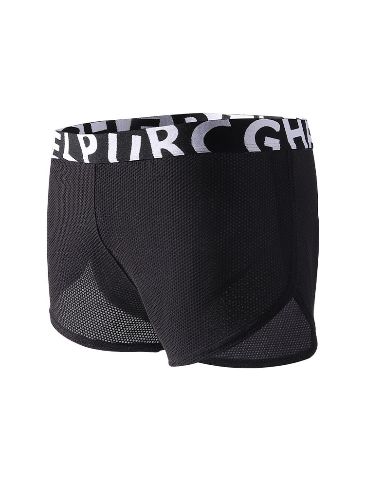 2 Pack Men's Ice Silk Side-Slit Athletic Loose Fit Elastic Lounge Sleep Boxer Shorts | dmunderwear detail image 19